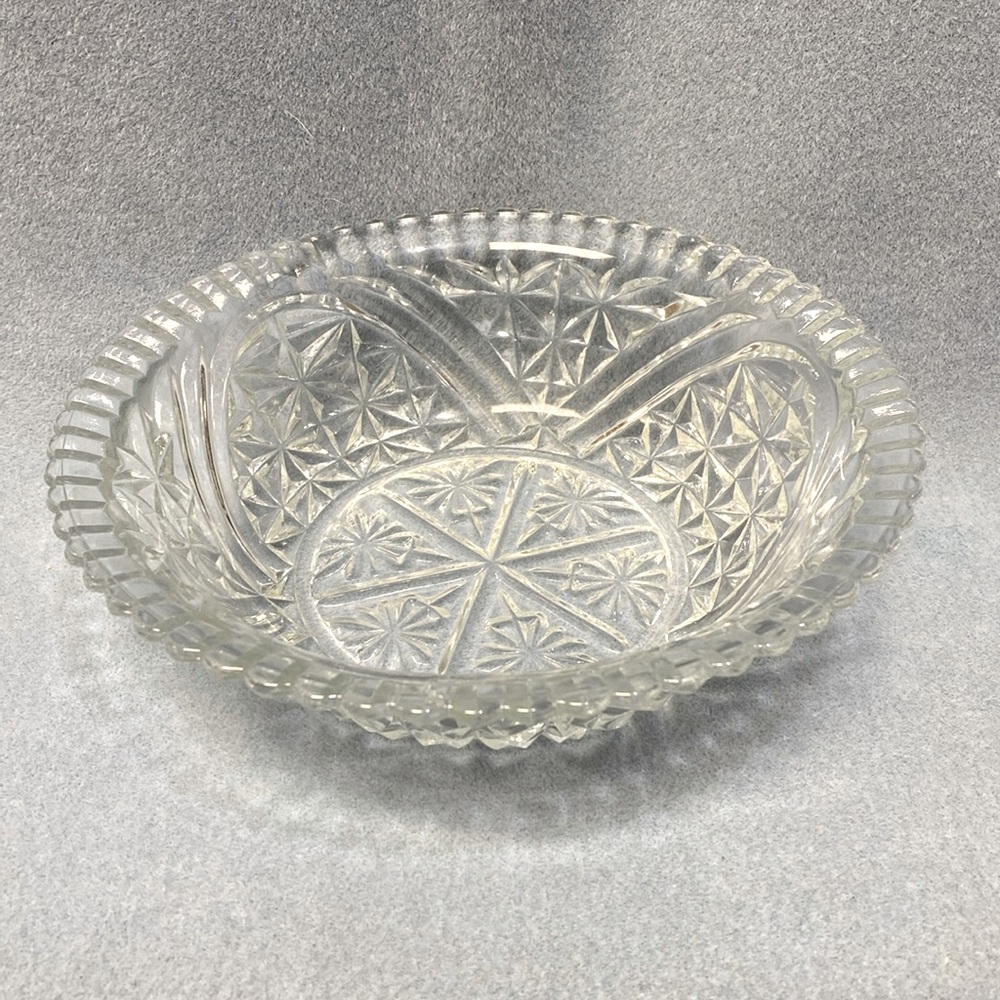 Vintage Anchor Hocking Stars & Bars Clear Glass Serving Bowl